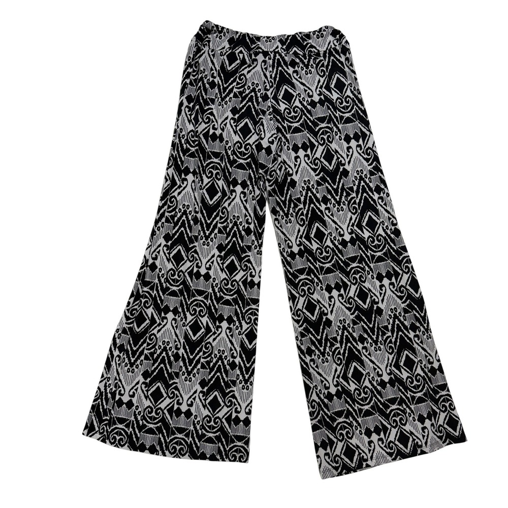 Long Elegant Legs Black White Geometric Wide Leg Pull-On Pants Women's M Tall